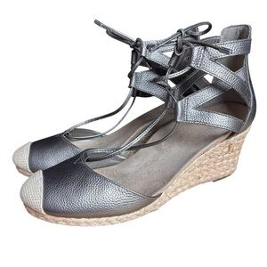 Vionic Aruba Calypso Espadrille Wedge Sandals in Pewter - Women’s Sz 10 Medium